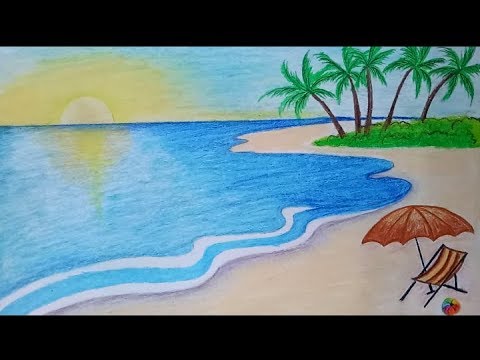 رسم منظر طبيعي باليد , لوحة منظر طبيعى مرسومة