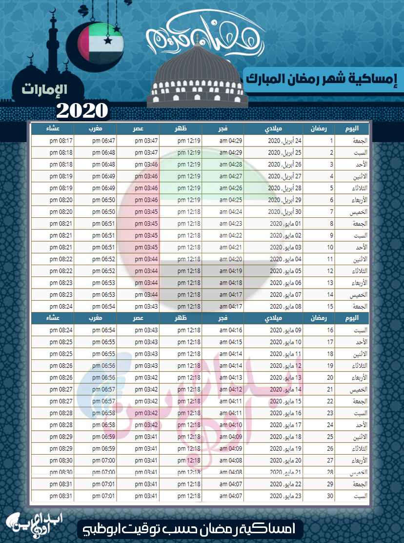امساكية رمضان 2021 الامارات - بنات كول